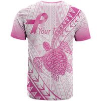 Breast Cancer Awareness Personalised T Shirt Pink Ribbon Turtle Polynesian Pattern White LT22 - Polynesian Pride