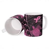 Breast Cancer Awareness Personalised Ceramic Mug Pink Ribbon Turtle Polynesian Pattern Black LT22 - Polynesian Pride
