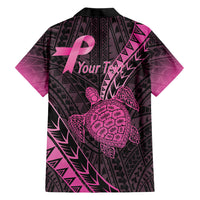 Breast Cancer Awareness Personalised Family Matching Mermaid Dress and Hawaiian Shirt Pink Ribbon Turtle Polynesian Pattern Black