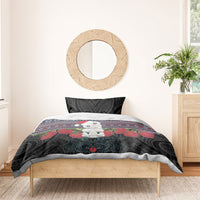New Zealand Hei Tiki Christmas In July Bedding Set Pohutukawa Santa Xmas Polynesian Pattern