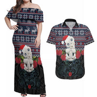New Zealand Hei Tiki Christmas In July Couples Matching Off Shoulder Maxi Dress and Hawaiian Shirt Pohutukawa Santa Xmas Polynesian Pattern