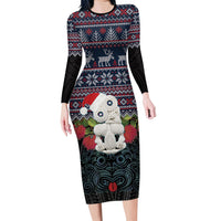 New Zealand Hei Tiki Christmas In July Family Matching Long Sleeve Bodycon Dress and Hawaiian Shirt Pohutukawa Santa Xmas Polynesian Pattern