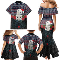 New Zealand Hei Tiki Christmas In July Family Matching Mermaid Dress and Hawaiian Shirt Pohutukawa Santa Xmas Polynesian Pattern LT22 - Polynesian Pride