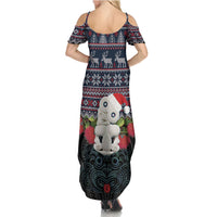 New Zealand Hei Tiki Christmas In July Family Matching Summer Maxi Dress and Hawaiian Shirt Pohutukawa Santa Xmas Polynesian Pattern