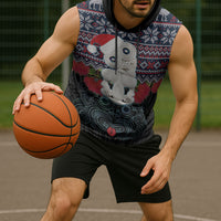 New Zealand Hei Tiki Christmas In July Sleeveless Hoodie Pohutukawa Santa Xmas Polynesian Pattern