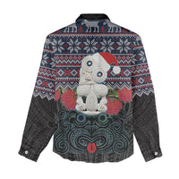 New Zealand Hei Tiki Christmas In July Women Casual Shirt Pohutukawa Santa Xmas Polynesian Pattern