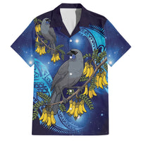 New Zealand Kokako Bird Family Matching Summer Maxi Dress and Hawaiian Shirt Kowhai Galaxy Style Polynesian Pattern