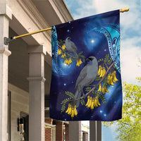 New Zealand Kokako Bird Garden Flag Kowhai Galaxy Style Polynesian Pattern