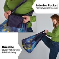 New Zealand Kokako Bird Grocery Bag Kowhai Galaxy Style Polynesian Pattern