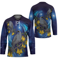 New Zealand Kokako Bird Hockey Jersey Kowhai Galaxy Style Polynesian Pattern