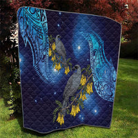 New Zealand Kokako Bird Quilt Kowhai Galaxy Style Polynesian Pattern