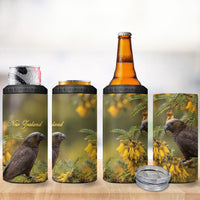 New Zealand Kaka Bird 4 in 1 Can Cooler Tumbler Kowhai Flower Landscape Style