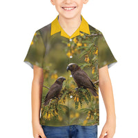 New Zealand Kaka Bird Hawaiian Shirt Kowhai Flower Landscape Style