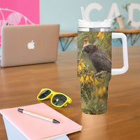 New Zealand Kaka Bird Tumbler With Handle Kowhai Flower Landscape Style