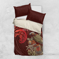 New Zealand Kaka Bird Personalised Bedding Set Pohutukawa Matariki Maori Pattern