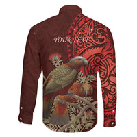 New Zealand Kaka Bird Personalised Family Matching Puletasi and Hawaiian Shirt Pohutukawa Matariki Maori Pattern LT22 - Polynesian Pride