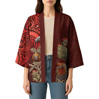 New Zealand Kaka Bird Personalised Kimono Pohutukawa Matariki Maori Pattern