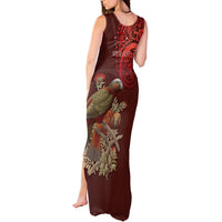 New Zealand Kaka Bird Personalised Tank Maxi Dress Pohutukawa Matariki Maori Pattern