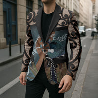New Zealand Tui Bird Maripi Blazer Maori Weapon Kowhaiwhai Pattern