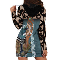 New Zealand Tui Bird Maripi Hoodie Dress Maori Weapon Kowhaiwhai Pattern