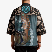 New Zealand Tui Bird Maripi Kimono Maori Weapon Kowhaiwhai Pattern