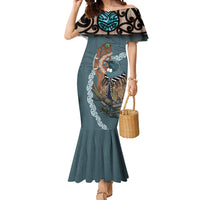 New Zealand Tui Bird Maripi Mermaid Dress Maori Weapon Kowhaiwhai Pattern