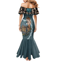 New Zealand Tui Bird Maripi Mermaid Dress Maori Weapon Kowhaiwhai Pattern