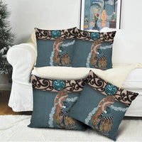 New Zealand Tui Bird Maripi Pillow Cover Maori Weapon Kowhaiwhai Pattern