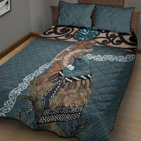 New Zealand Tui Bird Maripi Quilt Bed Set Maori Weapon Kowhaiwhai Pattern