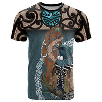 New Zealand Tui Bird Maripi T Shirt Maori Weapon Kowhaiwhai Pattern