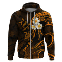 Custom Niihau Hawaii Hoodie Polynesian Tattoo and Pacific Plumeria Gold Vibe LT9 Zip Hoodie Gold - Polynesian Pride