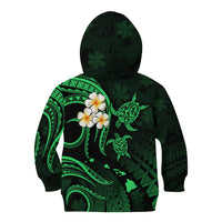 Personalised Niihau Hawaii Kid Hoodie Polynesian Tattoo and Pacific Plumeria Green Vibe LT9 - Polynesian Pride
