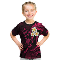 Personalised Niihau Hawaii Kid T Shirt Polynesian Tattoo and Pacific Plumeria Pink Vibe LT9 Pink - Polynesian Pride