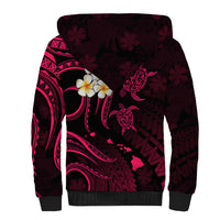 Personalised Niihau Hawaii Sherpa Hoodie Polynesian Tattoo and Pacific Plumeria Pink Vibe LT9 - Polynesian Pride
