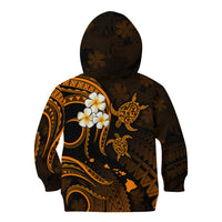 Personalised Molokai Hawaii Kid Hoodie Polynesian Tattoo and Pacific Plumeria Gold Vibe LT9 - Polynesian Pride