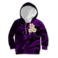 Personalised Molokai Hawaii Kid Hoodie Polynesian Tattoo and Pacific Plumeria Purple Vibe LT9 Hoodie Purple - Polynesian Pride