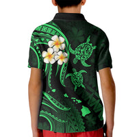 Personalised Lanai Hawaii Kid Polo Shirt Polynesian Tattoo and Pacific Plumeria Green Vibe LT9 - Polynesian Pride