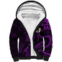 Personalised Lanai Hawaii Sherpa Hoodie Polynesian Tattoo and Pacific Plumeria Purple Vibe LT9 Unisex Purple - Polynesian Pride