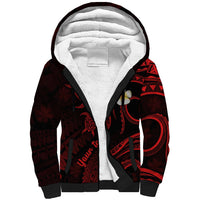Personalised Lanai Hawaii Sherpa Hoodie Polynesian Tattoo and Pacific Plumeria Red Vibe LT9 Unisex Red - Polynesian Pride