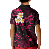 Personalised Kauai Hawaii Kid Polo Shirt Polynesian Tattoo and Pacific Plumeria Pink Vibe LT9 - Polynesian Pride