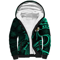 Personalised Kauai Hawaii Sherpa Hoodie Polynesian Tattoo and Pacific Plumeria Turquoise Vibe LT9 Unisex Turquoise - Polynesian Pride