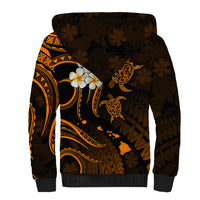 Personalised Kahoolawe Hawaii Sherpa Hoodie Polynesian Tattoo and Pacific Plumeria Gold Vibe LT9 - Polynesian Pride