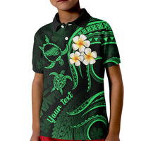 Personalised Kahoolawe Hawaii Kid Polo Shirt Polynesian Tattoo and Pacific Plumeria Green Vibe LT9 Kid Green - Polynesian Pride
