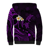 Personalised Kahoolawe Hawaii Sherpa Hoodie Polynesian Tattoo and Pacific Plumeria Purple Vibe LT9 - Polynesian Pride