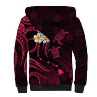 Personalised Maui Hawaii Sherpa Hoodie Polynesian Tattoo and Pacific Plumeria Pink Vibe LT9 - Polynesian Pride