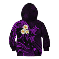 Personalised Maui Hawaii Kid Hoodie Polynesian Tattoo and Pacific Plumeria Purple Vibe LT9 - Polynesian Pride