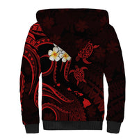 Personalised Maui Hawaii Sherpa Hoodie Polynesian Tattoo and Pacific Plumeria Red Vibe LT9 - Polynesian Pride