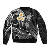 Personalised Maui Hawaii Bomber Jacket Polynesian Tattoo and Pacific Plumeria White Vibe LT9 - Polynesian Pride