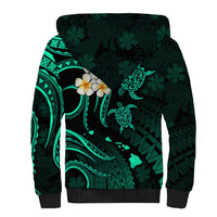 Personalised Oahu Hawaii Sherpa Hoodie Polynesian Tattoo and Pacific Plumeria Turquoise Vibe LT9 - Polynesian Pride