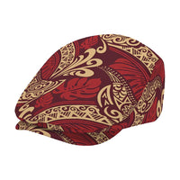 Luxury Red Monstera Jeff Hat Polynesian Tribal Pattern - Polynesian Pride
